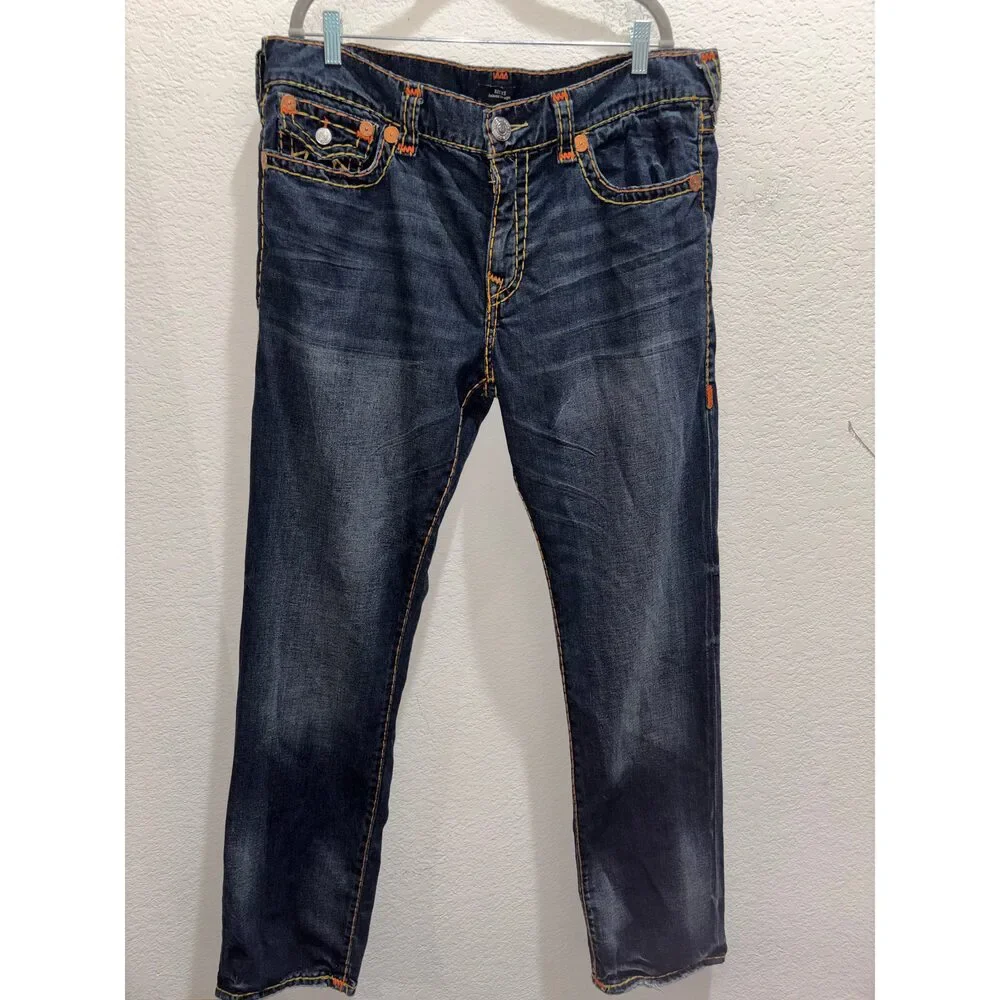 True Religion “Ricky” Relaxed Straight Leg Jeans Size 38